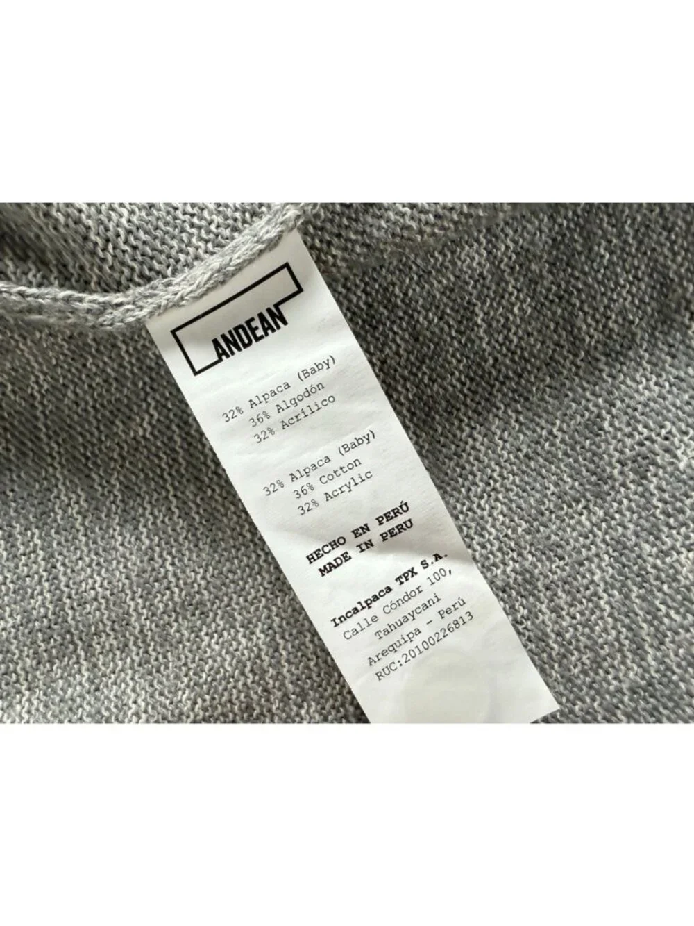Andean Women's Gray Baby Alpaca Blend Open Front Duster Cardigan Sweater Medium